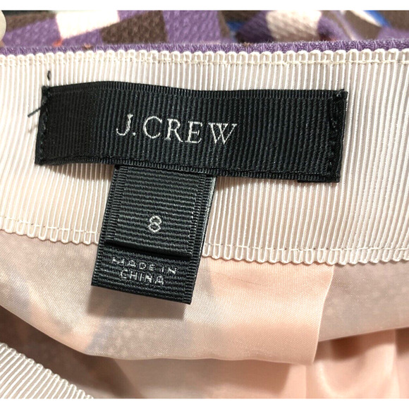 J Crew size 8 casual skirt multicolor cotton stretch geometric print pockets zip - Picture 4 of 5
